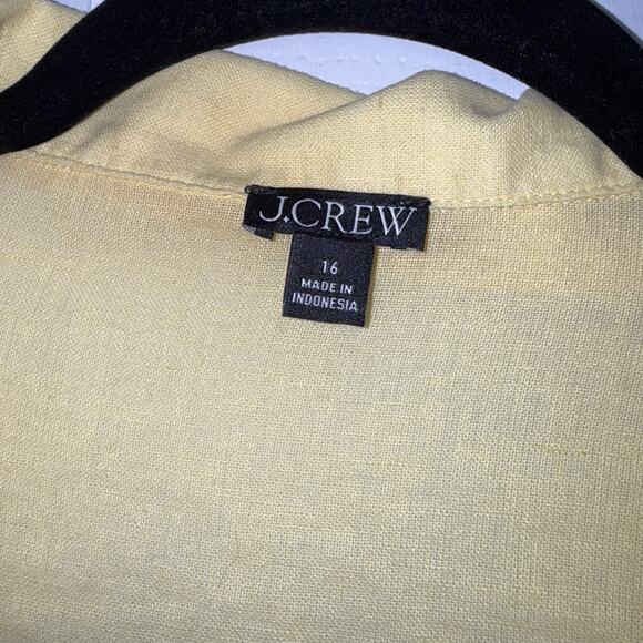 J. Crew Women’s Camp Collar Shirt Featherweight Linen Blend Yellow Size 16 - Picture 5 of 6